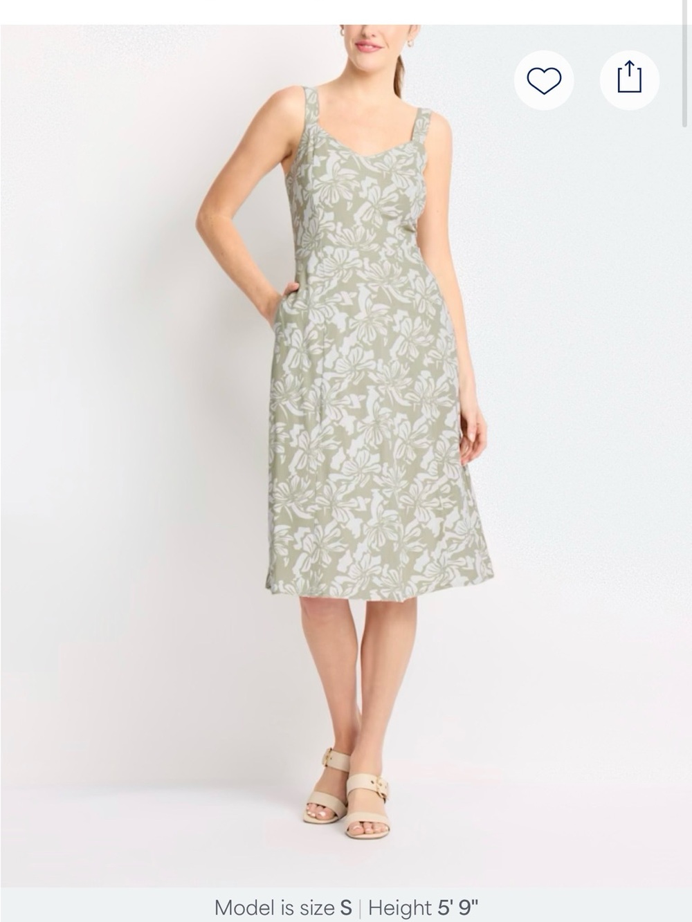 Market & Spruce Sage Green Floral Midi Dress